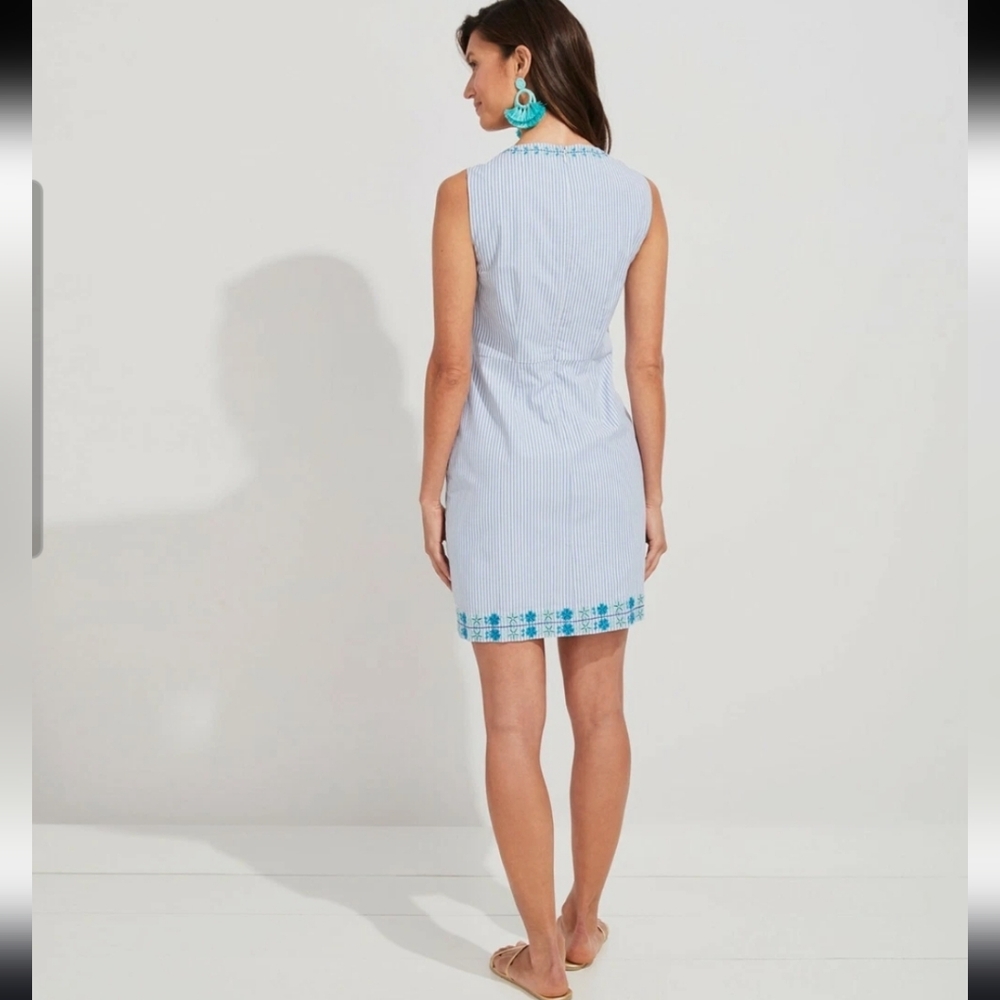 Vineyard Vines Embroidered Stripped Hydrangea Shift Dress Size 4 - Picture 11 of 15